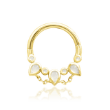 Catalina clicker ring in 14k yellow gold – pear-cut and round moonstones