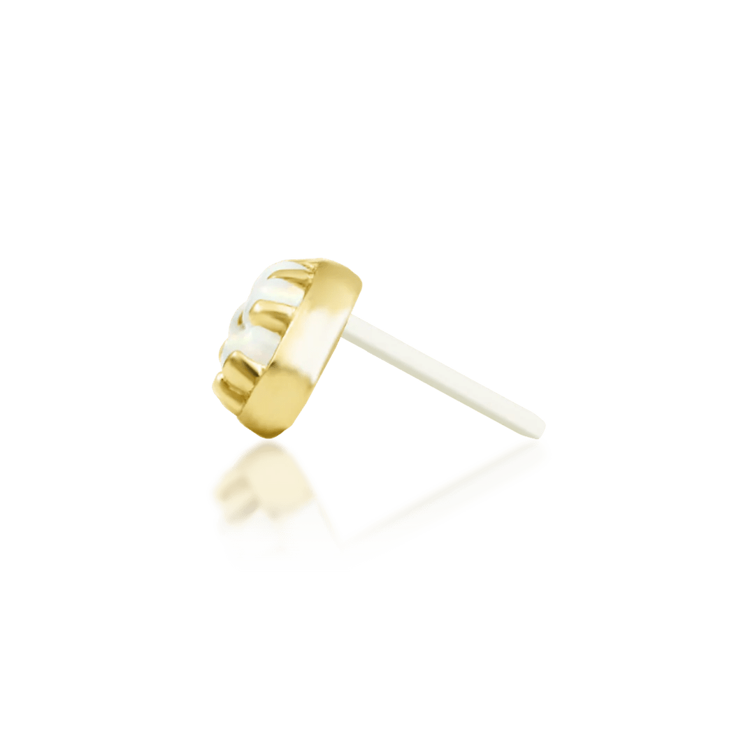 Curven 14K Gold Threadless End with Opals and CZs – Front View