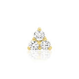 Diamond Trinity 14K Gold Threadless End with Three Lab Diamonds – Front View