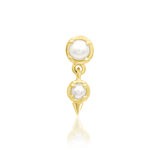 Diva threadless end with dual pearls in 14K yellow gold