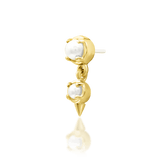 Elegant vertical gold piercing jewelry featuring pearls