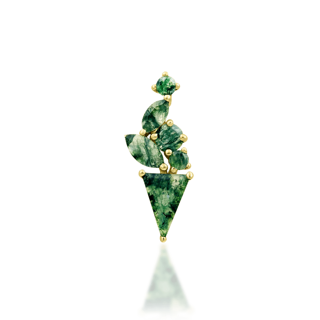 Endora – 14K Gold Moss Agate Threadless End