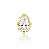 Ennvi threadless end in 14k yellow gold – pear CZ with gold beaded halo