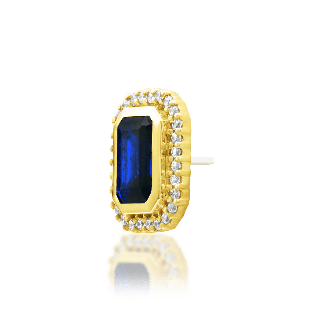 Oval-cut blue CZ stud by Junipurr Jewelry