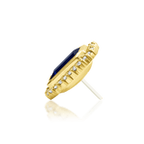 Burma Blue CZ piercing end in solid 14K yellow gold