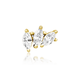 Fallon – 14K Gold CZ Trio End with Floral Shape – Front View