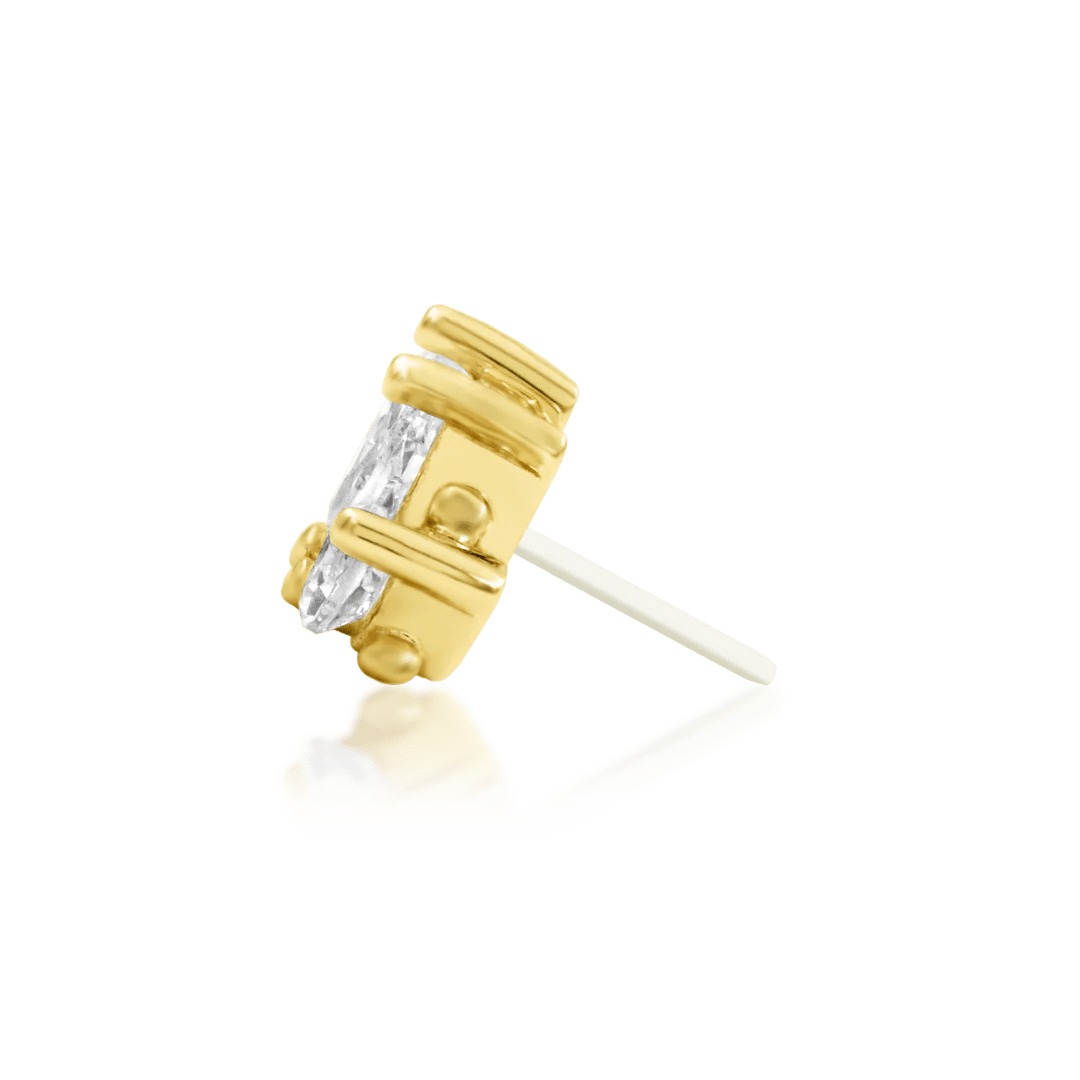 Side View Showing CZ Petal Geometry and Gold Finish