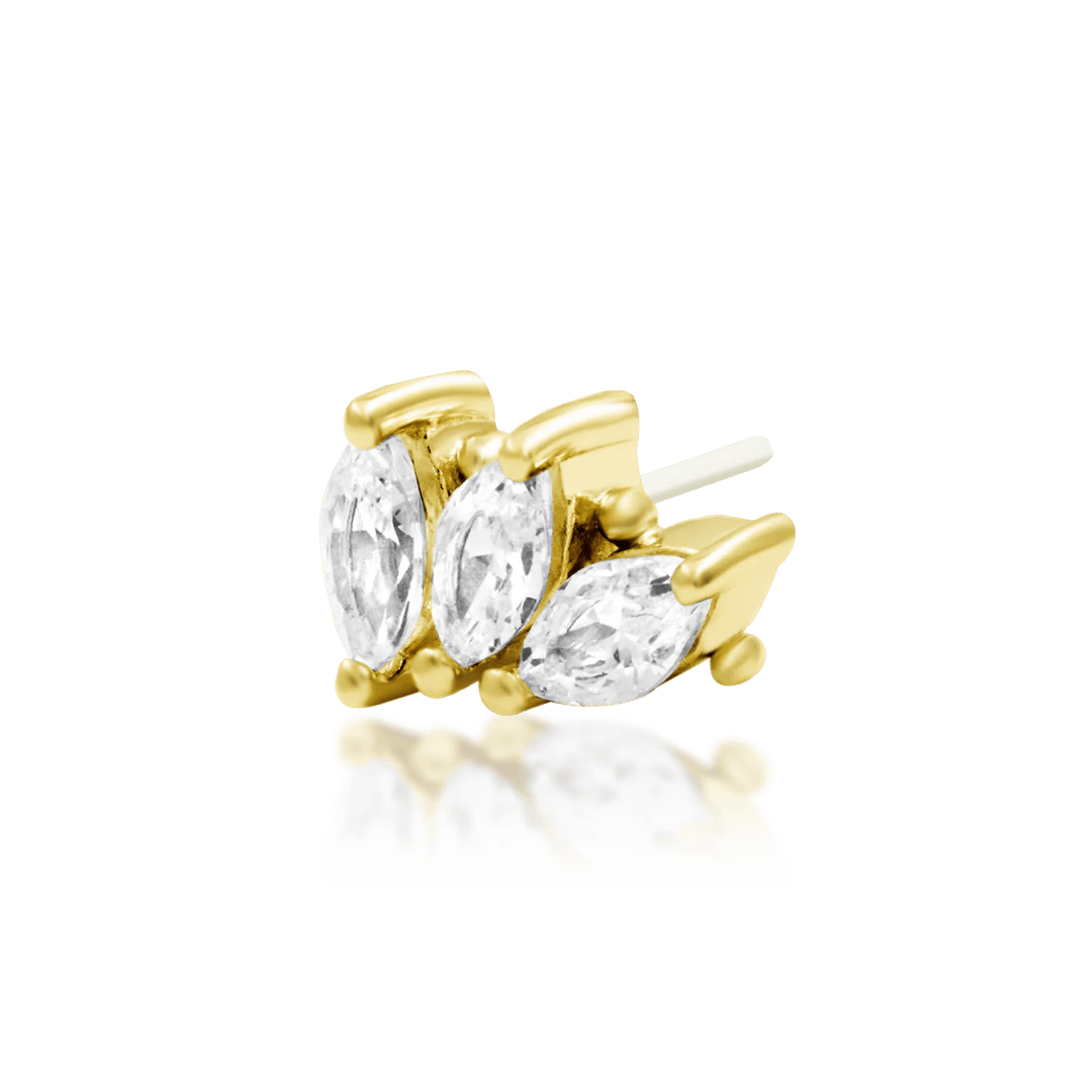 Fallon threadless end in 14k yellow gold – marquise CZ flower design