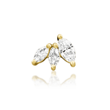 Famous threadless end in 14k yellow gold – front view with diamond halo