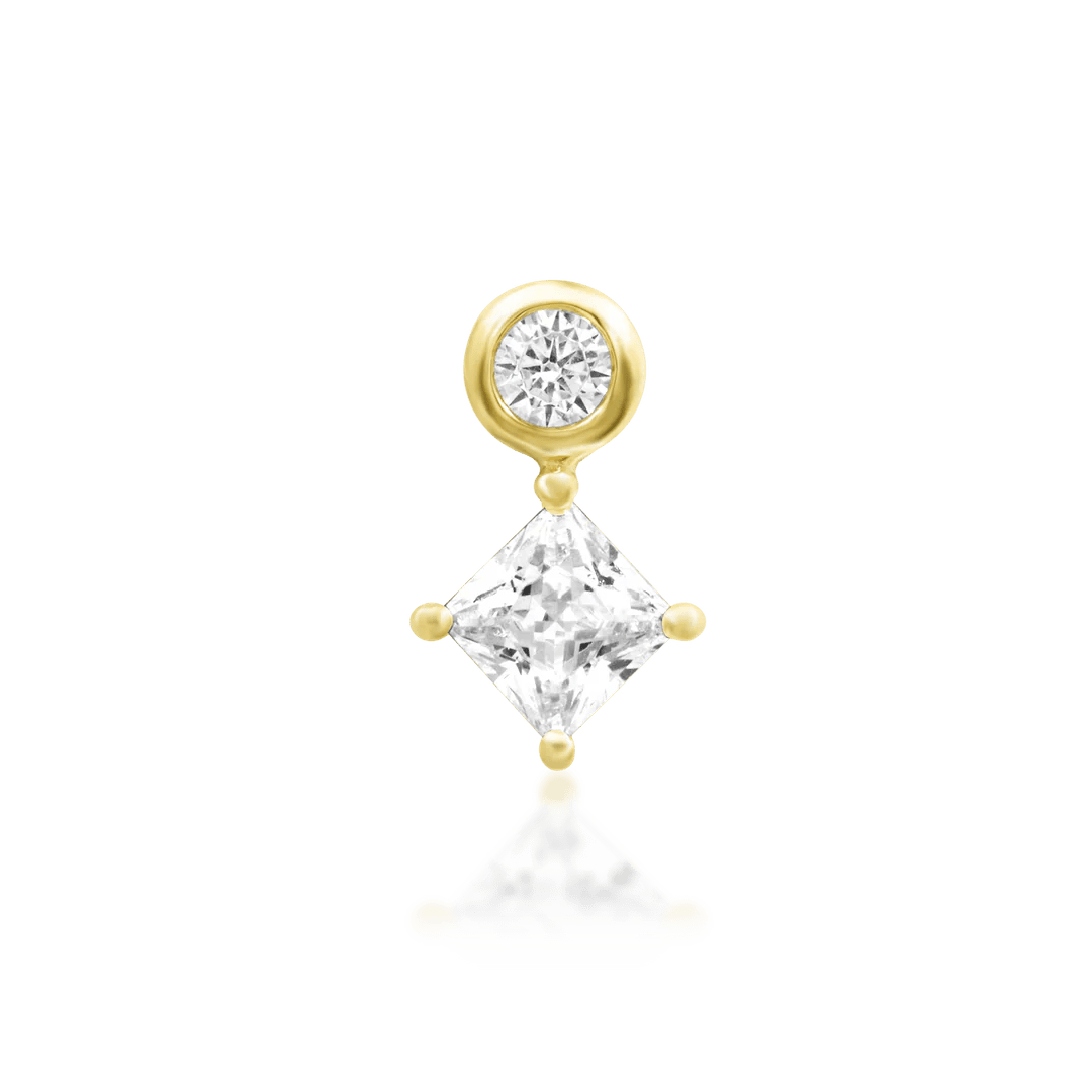 Piercing end shaped like a wild motif with CZ stones in yellow gold