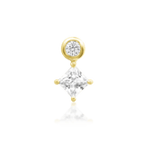 Piercing end shaped like a wild motif with CZ stones in yellow gold