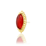 Top-down image of Fernley – polished setting and deep red centerpiece