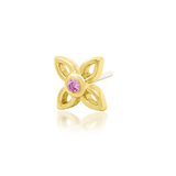 Top-down image of Fleur – pink CZ framed by delicate petal outline
