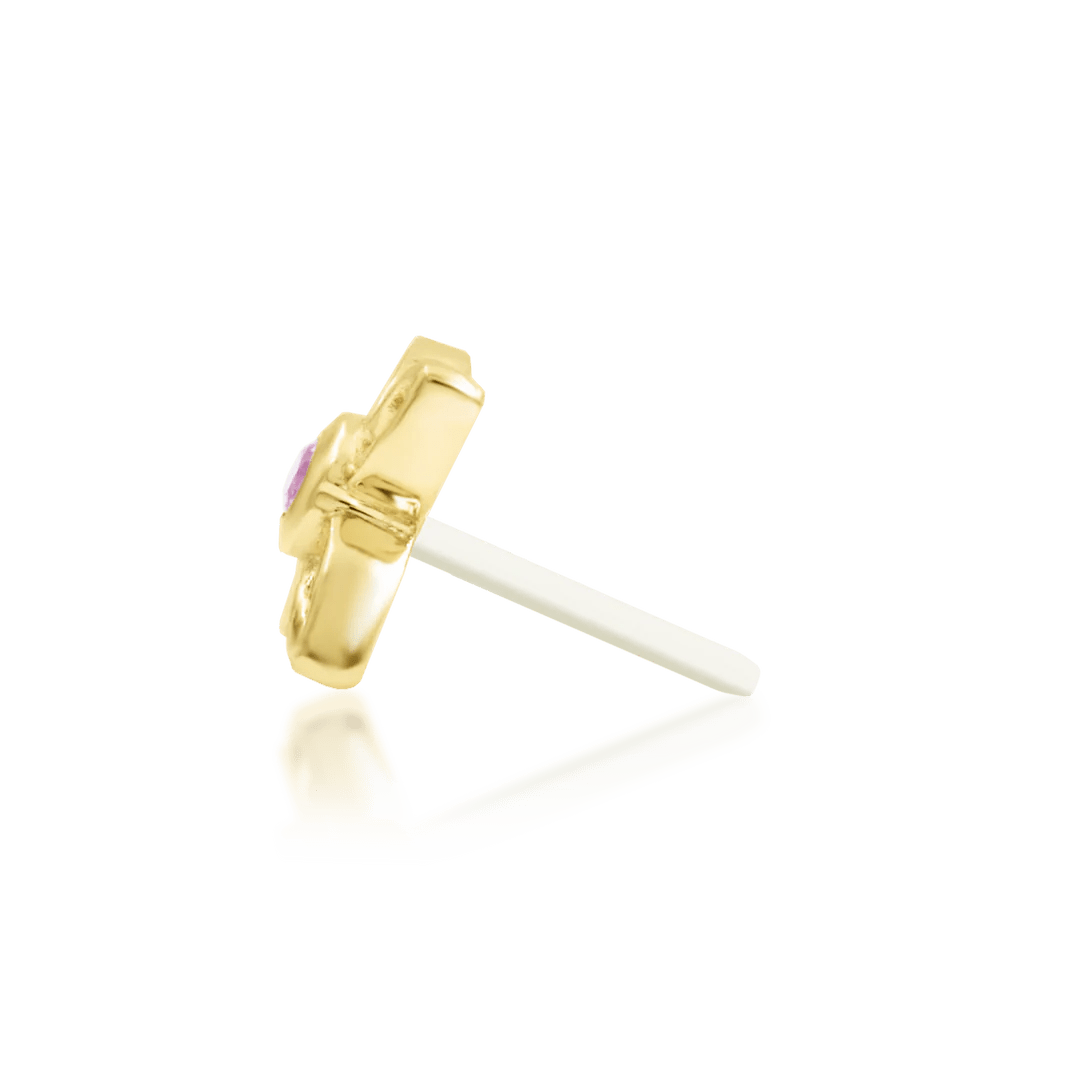 Close-up of Fleur Pink CZ End – Openwork Petal Detail
