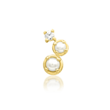 Glamorous flat or helix stud with pearl & CZ in yellow gold