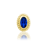 Genevive 14K Gold Threadless End with Blue Oval CZ – Front View