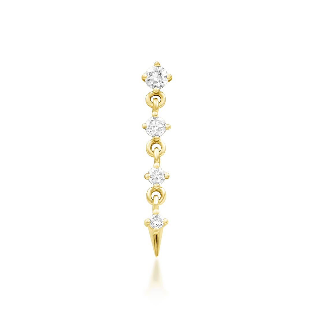 Geraldine threadless end in 14k yellow gold – geometric spike and diamond chain