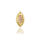 Glorie threadless end in 14k yellow gold – marquise sunstone with bead halo