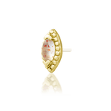 Top-down photo of Glorie – gold halo surrounding peach-toned gem