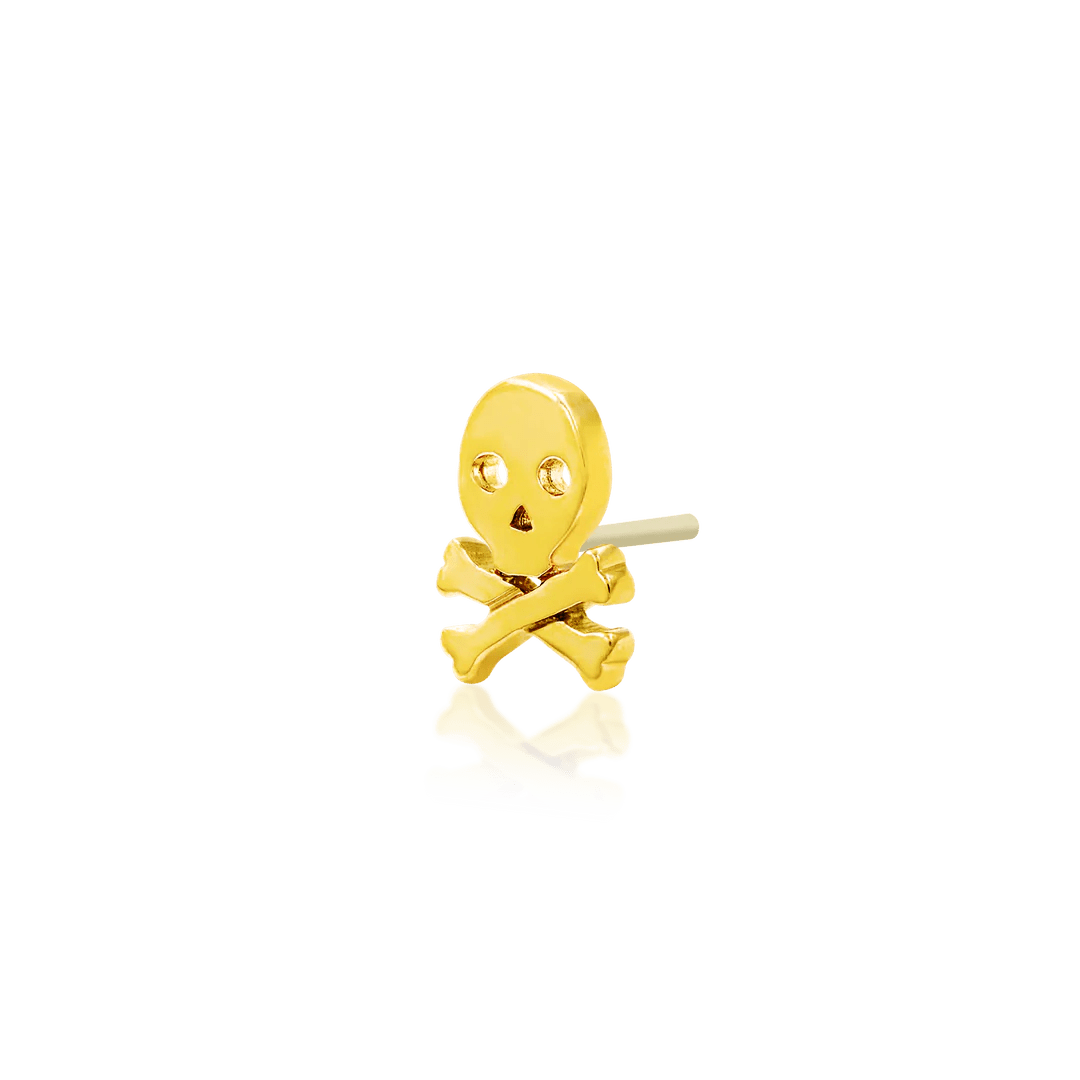 14K GOLD SKULL CROSSBONE - THREADLESS END piercing-zone.com