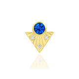 Haydn 14K Gold Threadless End with Blue Topaz and CZ – Front View