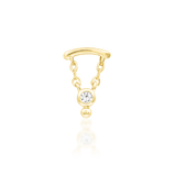 Helena 14K Gold Threadless End with Dangling CZ – Front View