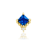 Hesper threadless end in 14k yellow gold – blue sapphire with CZ and gold beading