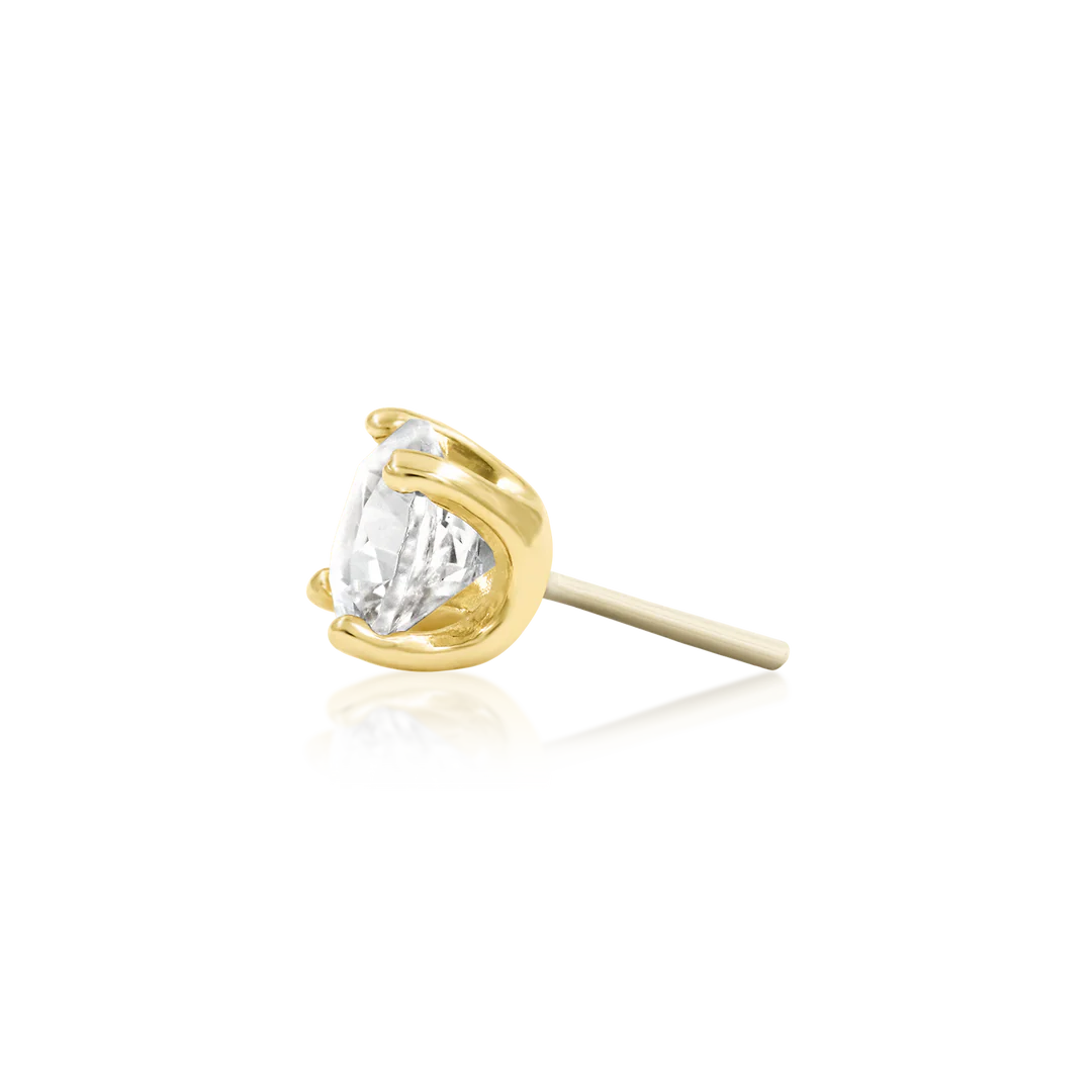 Higher Profile 4 Prong Set – 14K Gold CZ Threadless End