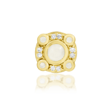 Inaya threadless end in 14k yellow gold – moonstone center with CZ halo