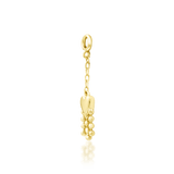 Top-down image of Je T’aime – bead details hanging from golden heart
