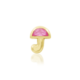 Kinoko threadless end in 14k yellow gold – mushroom silhouette with pink CZ