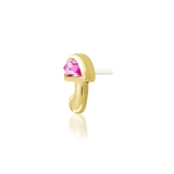 Top-down image of Kinoko – pink gemstone centered on sculptural gold