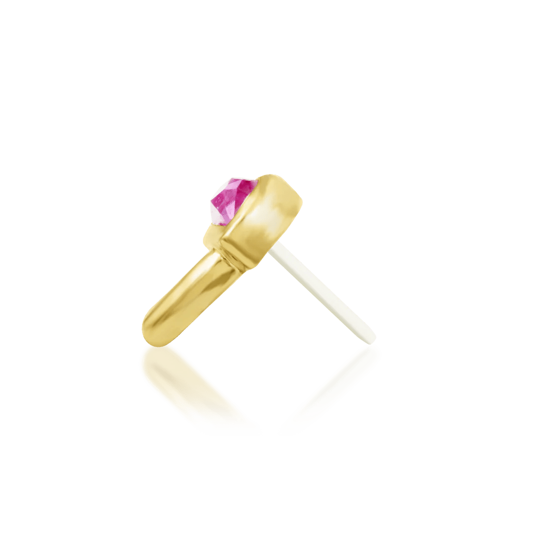 Kinoko – 14K Gold Threadless End with Pink CZ – Front View