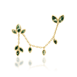Luthier 14K Gold Double Chain Threadless End with Moss Agate – Front View