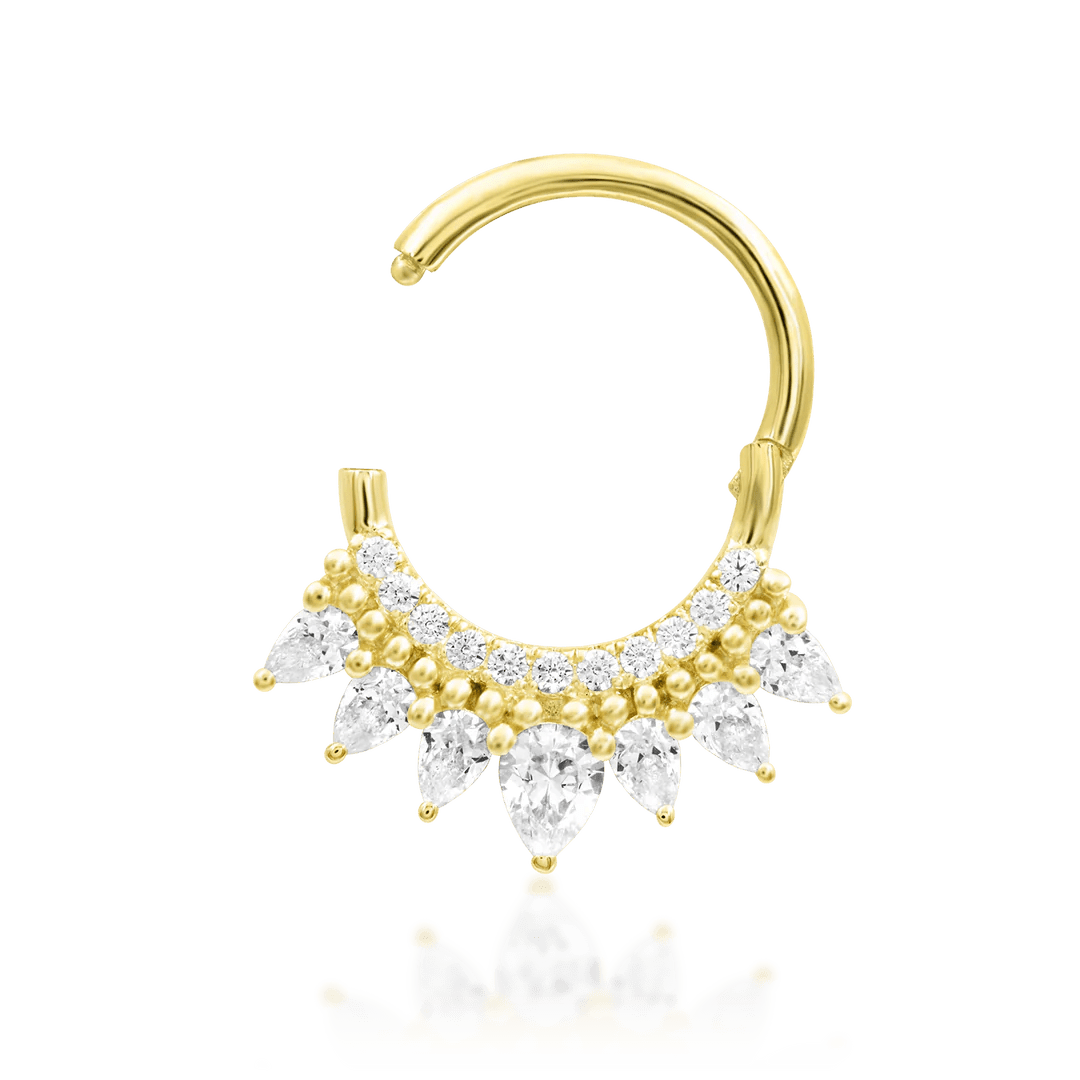 Decorative gold dangle end for 14G rings and posts