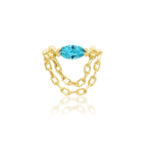 Elegant threadless end with chain accent in yellow gold
