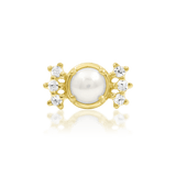 Martha 14K gold threadless end with pearl and CZs