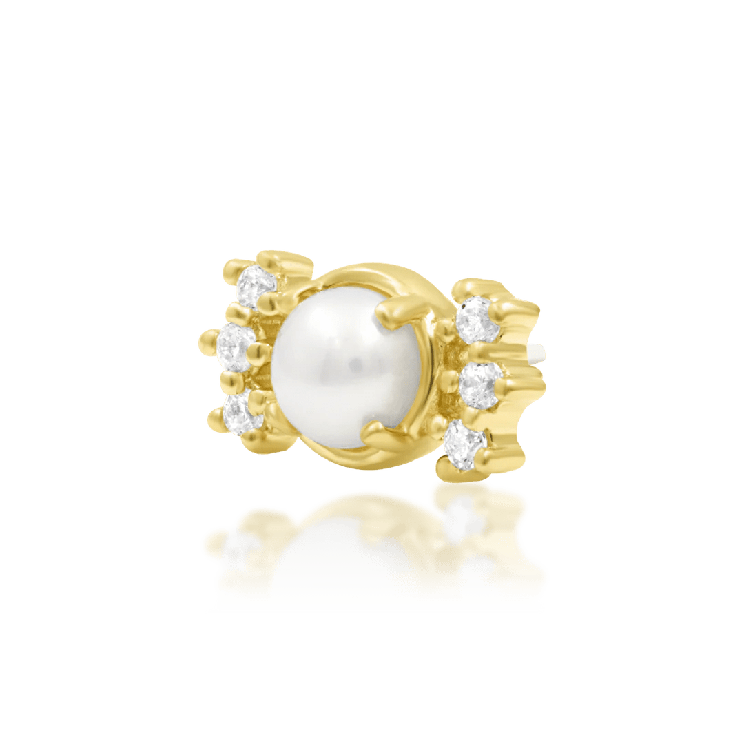 Junipurr Martha end in yellow gold with 3mm pearl