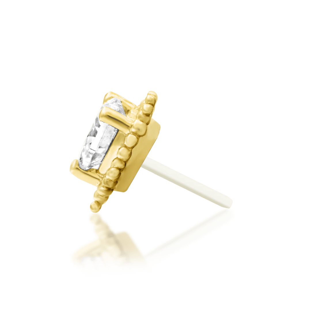 Meet Cute 14K Gold Threadless End with 4mm CZ – Front View