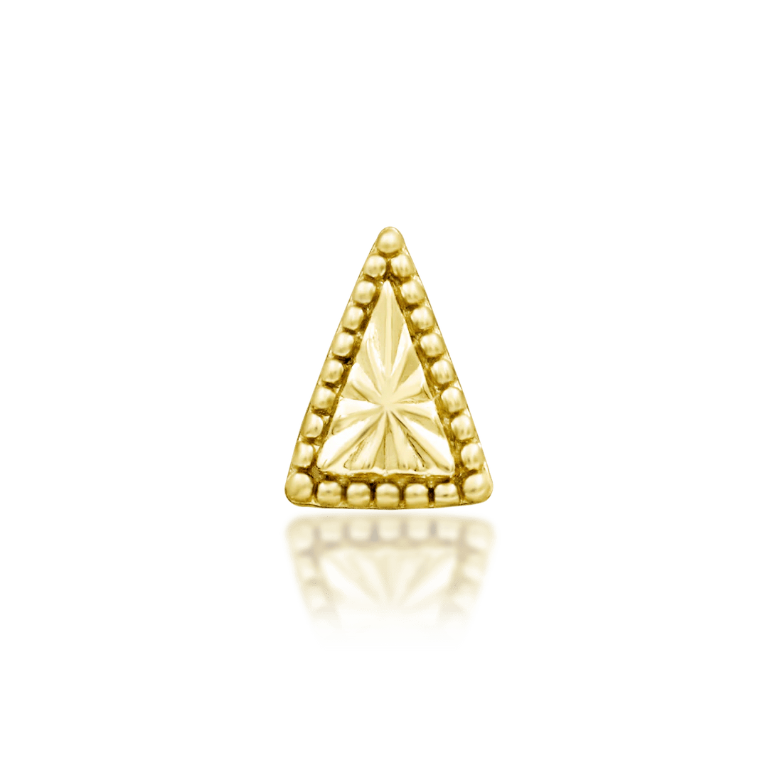 Mila threadless end in 14k yellow gold – open triangle design