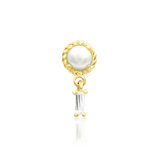 Millicent threadless end in 14K yellow gold with pearl and CZs