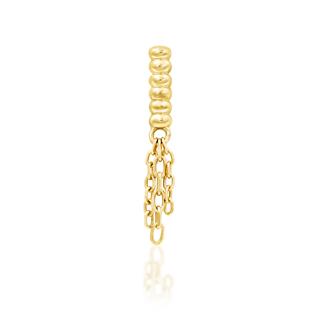 Mistress Threadless End in 14K Gold with Cascading Chains – Front View