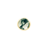Moss Cab Threadless End with Moss Agate in Yellow Gold – Front View