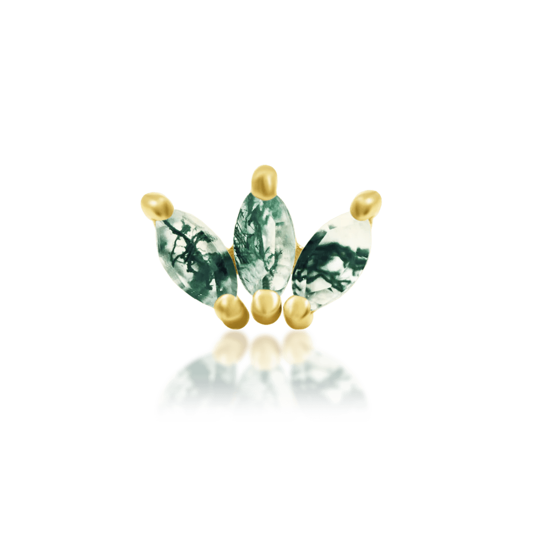 Moss Marquise Fan Threadless End in 14K Gold – Front View