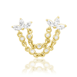 Munira double-pin end in 14k yellow gold – marquise CZs and gold chains