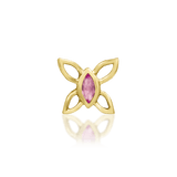 Navhvi threadless end in 14k yellow gold – butterfly design with pink CZ