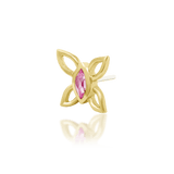 Top view of Navhvi threadless piece – pink gemstone and gold silhouette