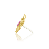 Navhvi 14K Gold Threadless End with Pink CZ and Butterfly Wings – Front View