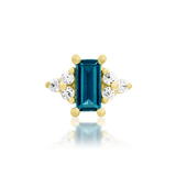 Nellie threadless end in 14k yellow gold – Alexandrite baguette front view