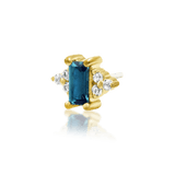 Close-up of Nellie jewelry – 2x4mm Alexandrite with CZ halo